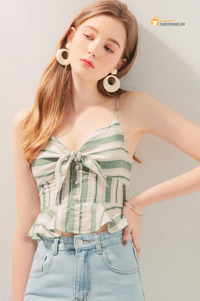 Áo croptop nơ ngực hai dây quyến rũ