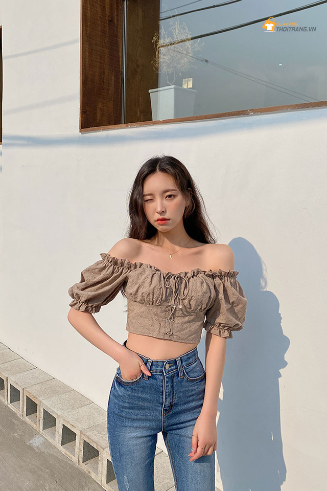 Áo tay bồng trễ vai sexy quyến rũ
